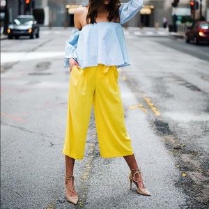 Zara flowy cropped pants with bow tie at waist